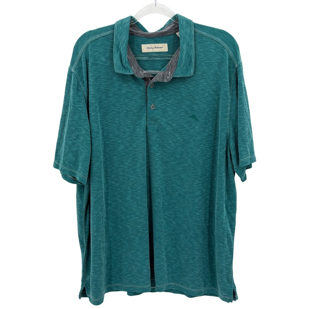 Tommy Bahama Polo Shirt Mens 3XL Green Tencel Modal Summer Outdoors Golf Casual